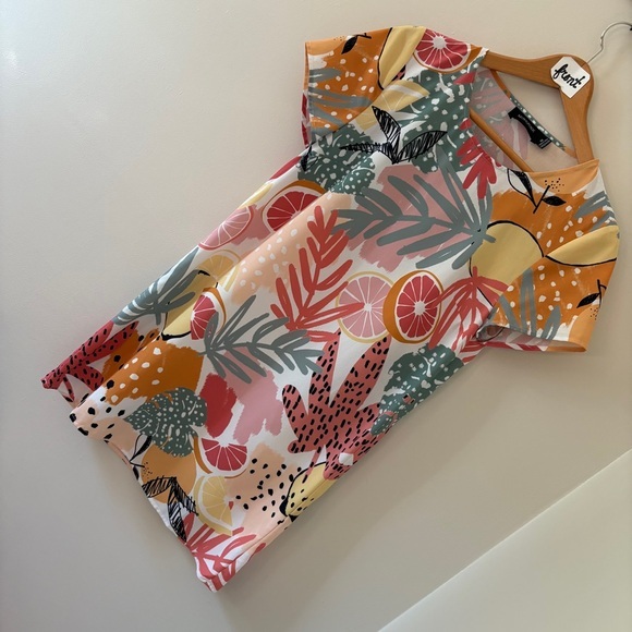 MINKPINK Summer Tropical Fruit Floral Print Dress women's XS great preworn condi - Picture 1 of 8
